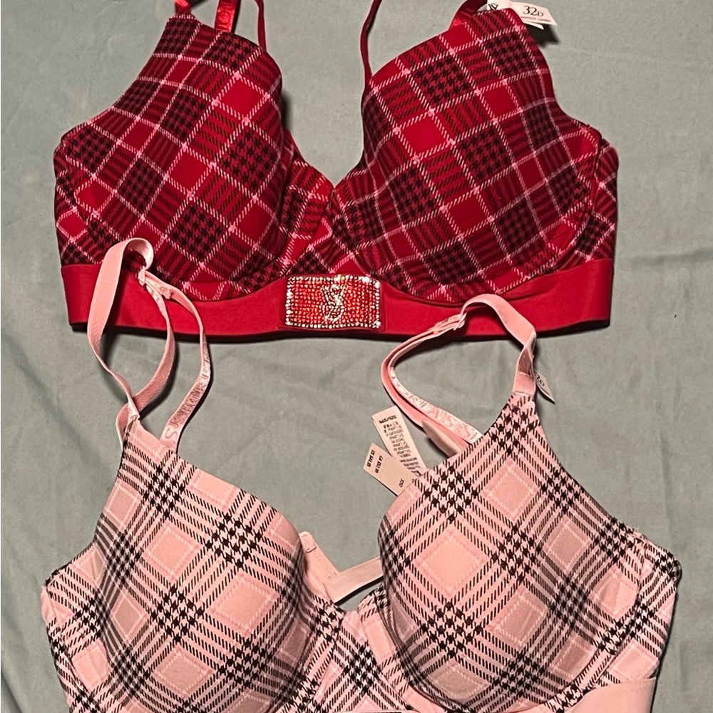 Plaid Red and Pink Women's Bras